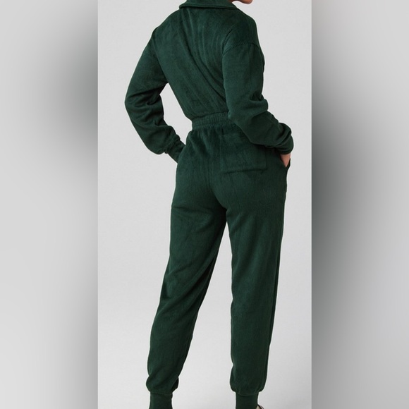 Fabletics Cozy Cord Zip Jumpsuit Green NWT, Size XL - Picture 2 of 12